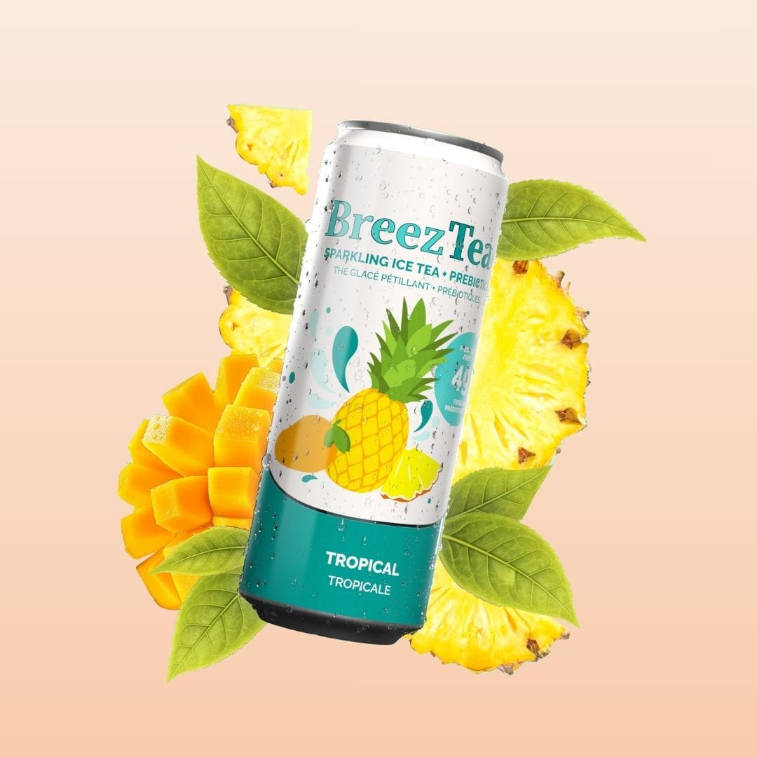 BreezTea Sparkling Ice Tea Tropical Flavor